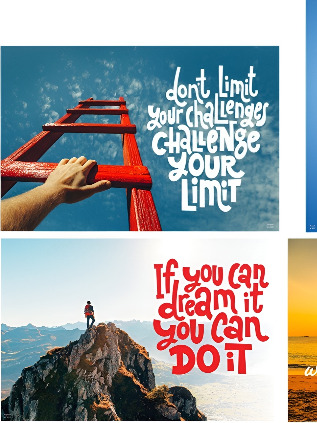 

Aquire Blue & White 4 Pieces Motivation Slogan Self Adhesive Wall Stickers