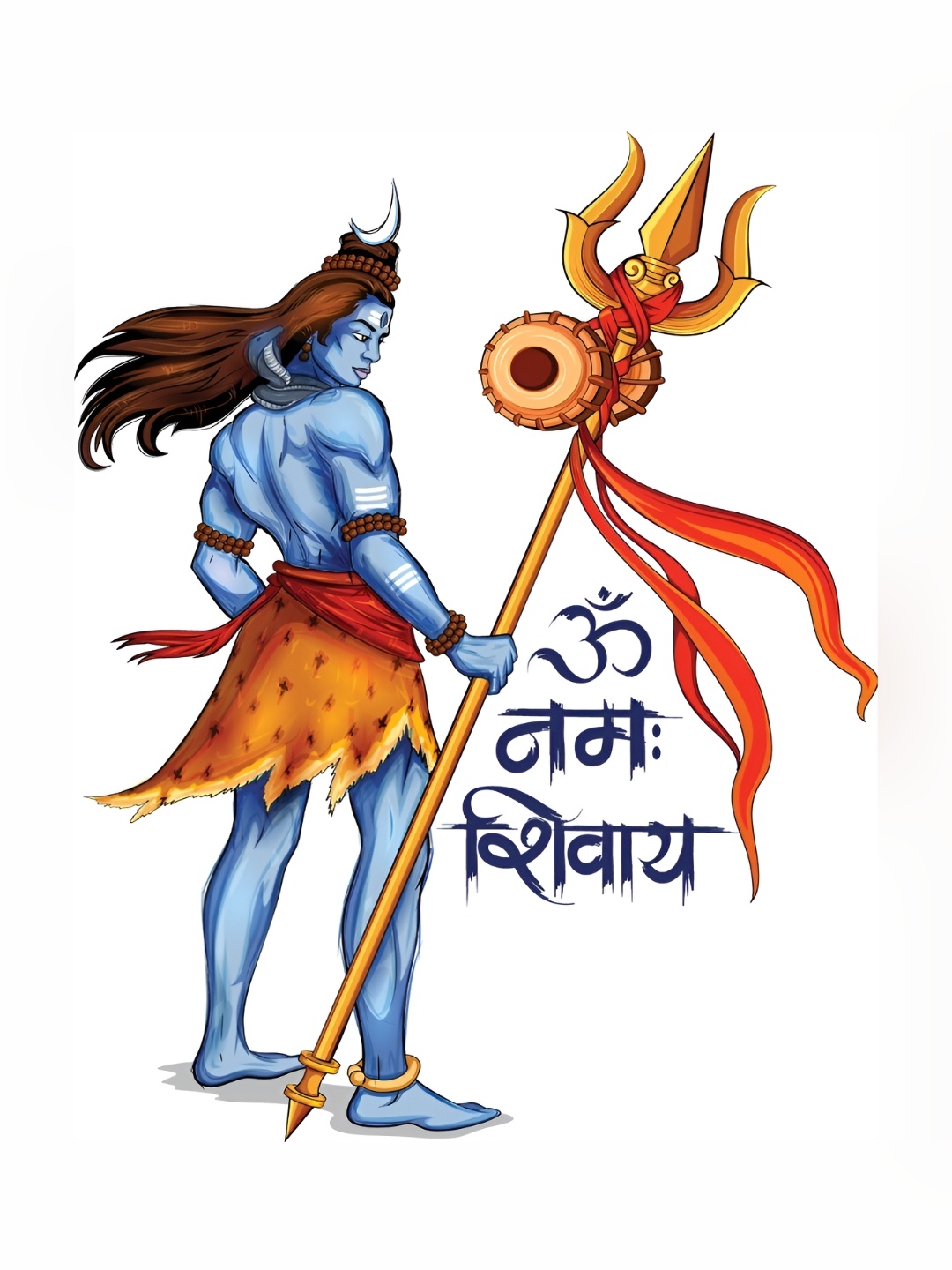 

Aquire Blue Orange Modern Art Shiva Self Adhesive Sticker