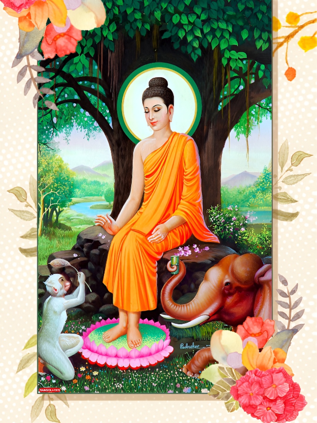 

Aquire Orange & Green Religious Buddha Self Adhesive Wall Sticker