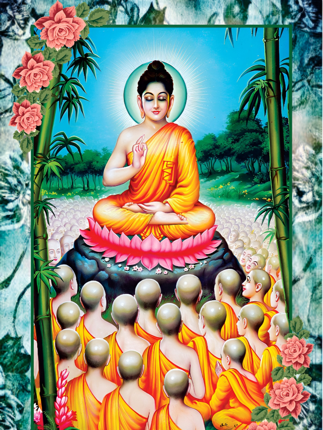 

Aquire Orange Green Gautam Buddha Printed Self Adhesive Wall Sticker