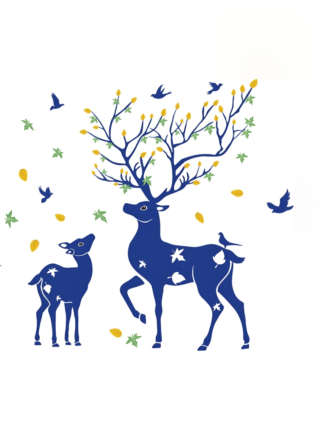 

Aquire Blue Yellow Deer Self Adhesive Wall Sticker, Navy blue