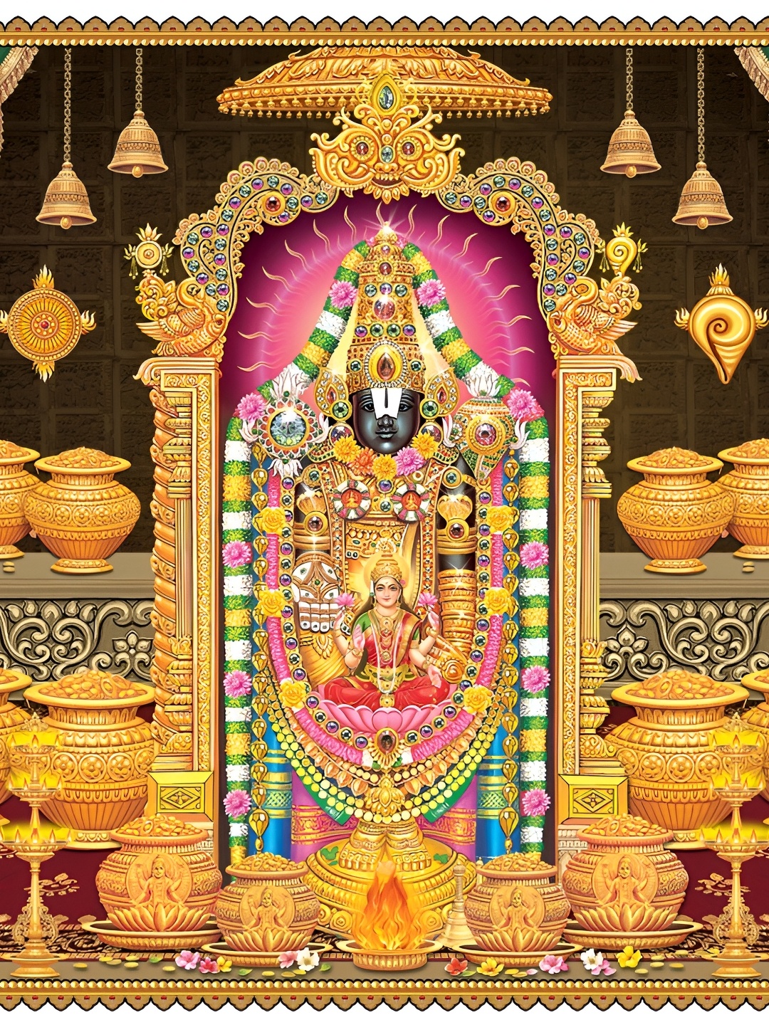 

Aquire Gold-Toned Pink Religious Tirupathi Balaji Self Adhesive Wall Sticker