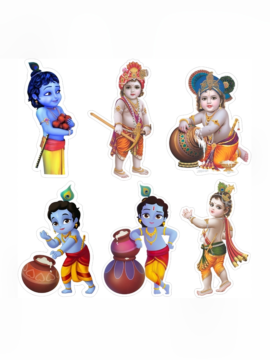 

Aquire Blue Orange 6 Pieces Krishna Self Adhesive Sticker