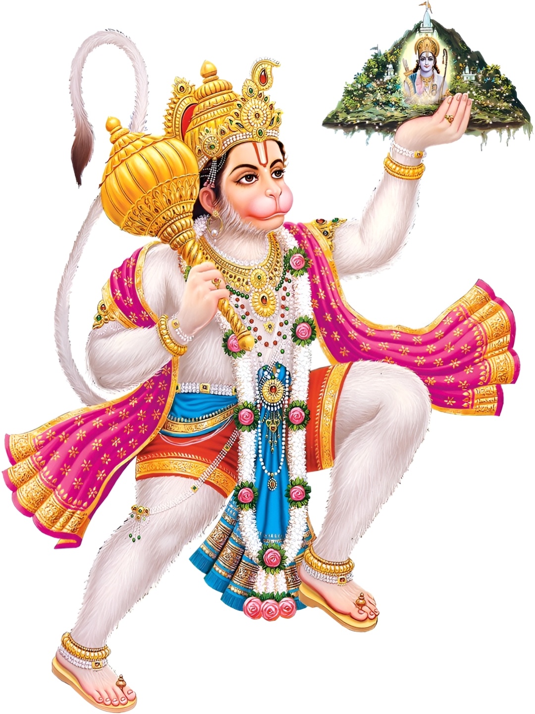 

Aquire White & Pink Haumanji Lifting Dronagiri Pahad Religious Self Adhesive Wall Sticker