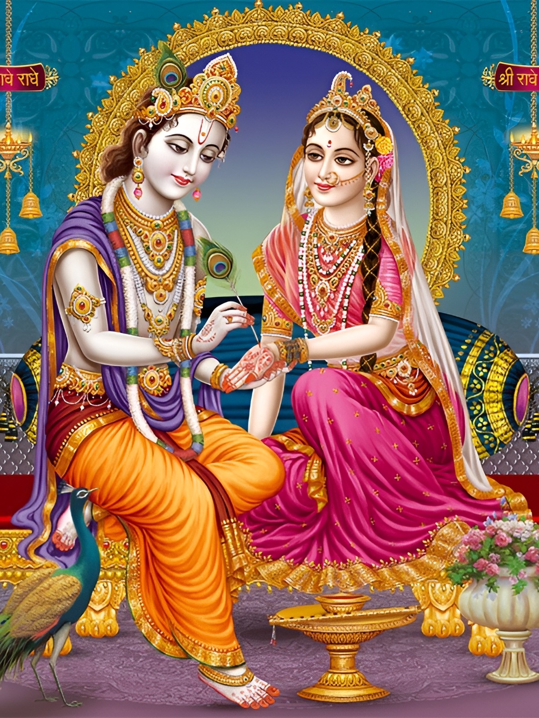 

Aquire Gold Toned & Orange Radha Krishna Printed Self Adhesive Wall Sticker