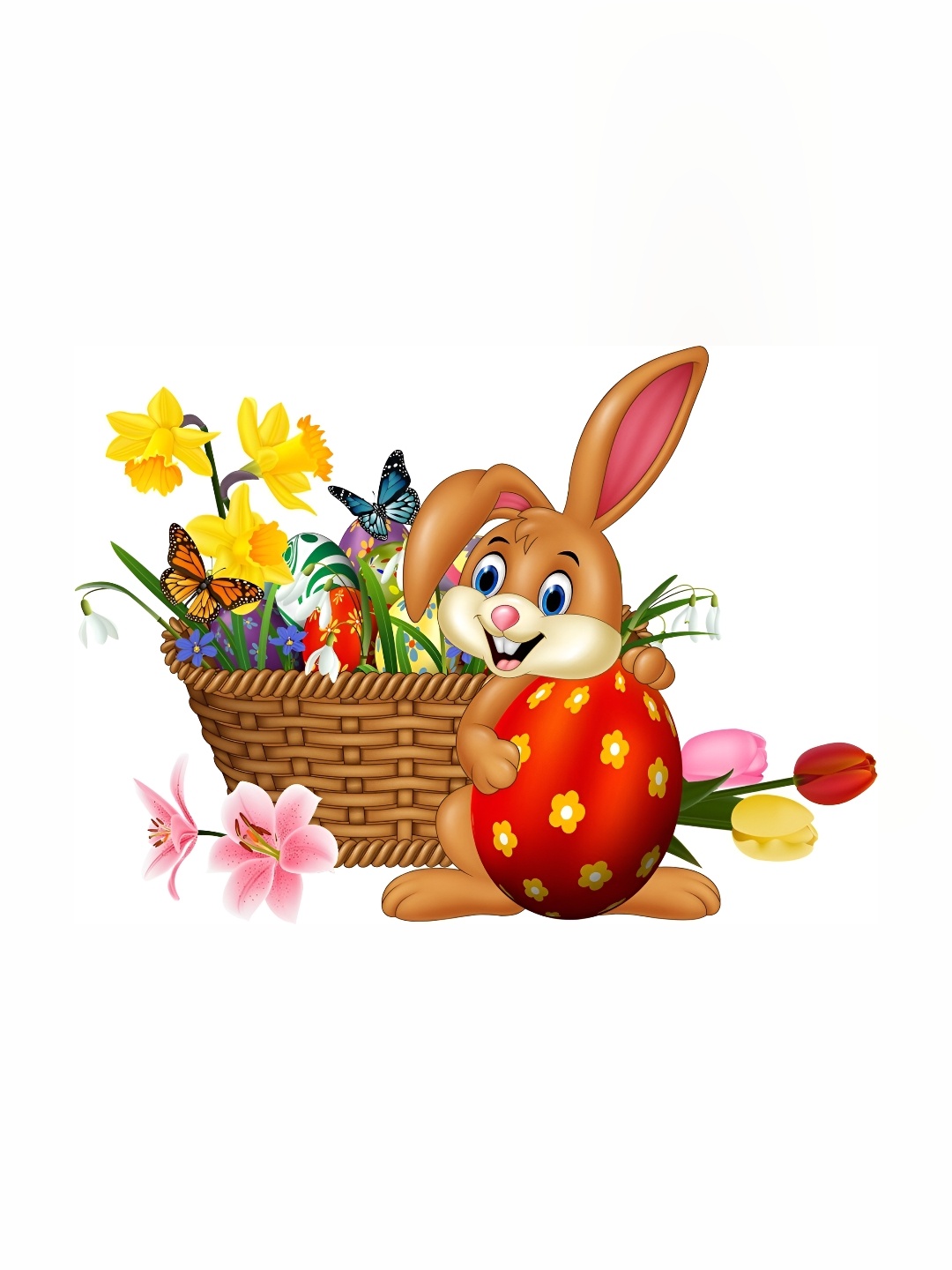 

Aquire Red & Yellow Modern Art Flower Basket & Rabbit Self Adhesive Sticker