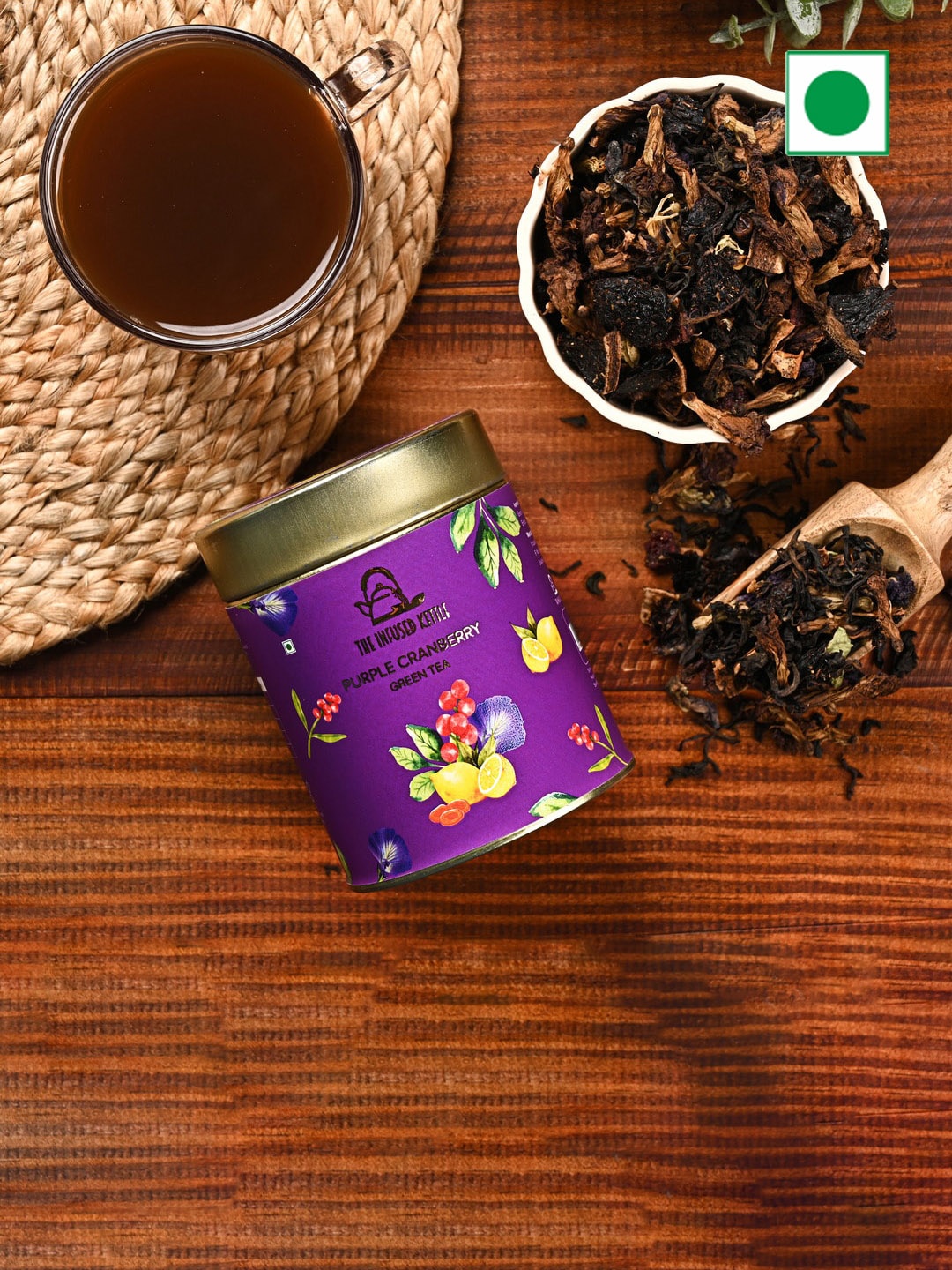 

The Infused Kettle Purple Cranberry Green Tea-50gm, Gold