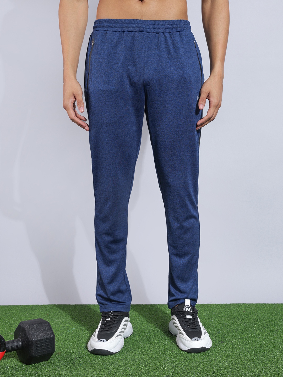 Force NXT Men Solid Mid-Rise Anti Viral Anti Odour Cool Sports Track Pant, Blue