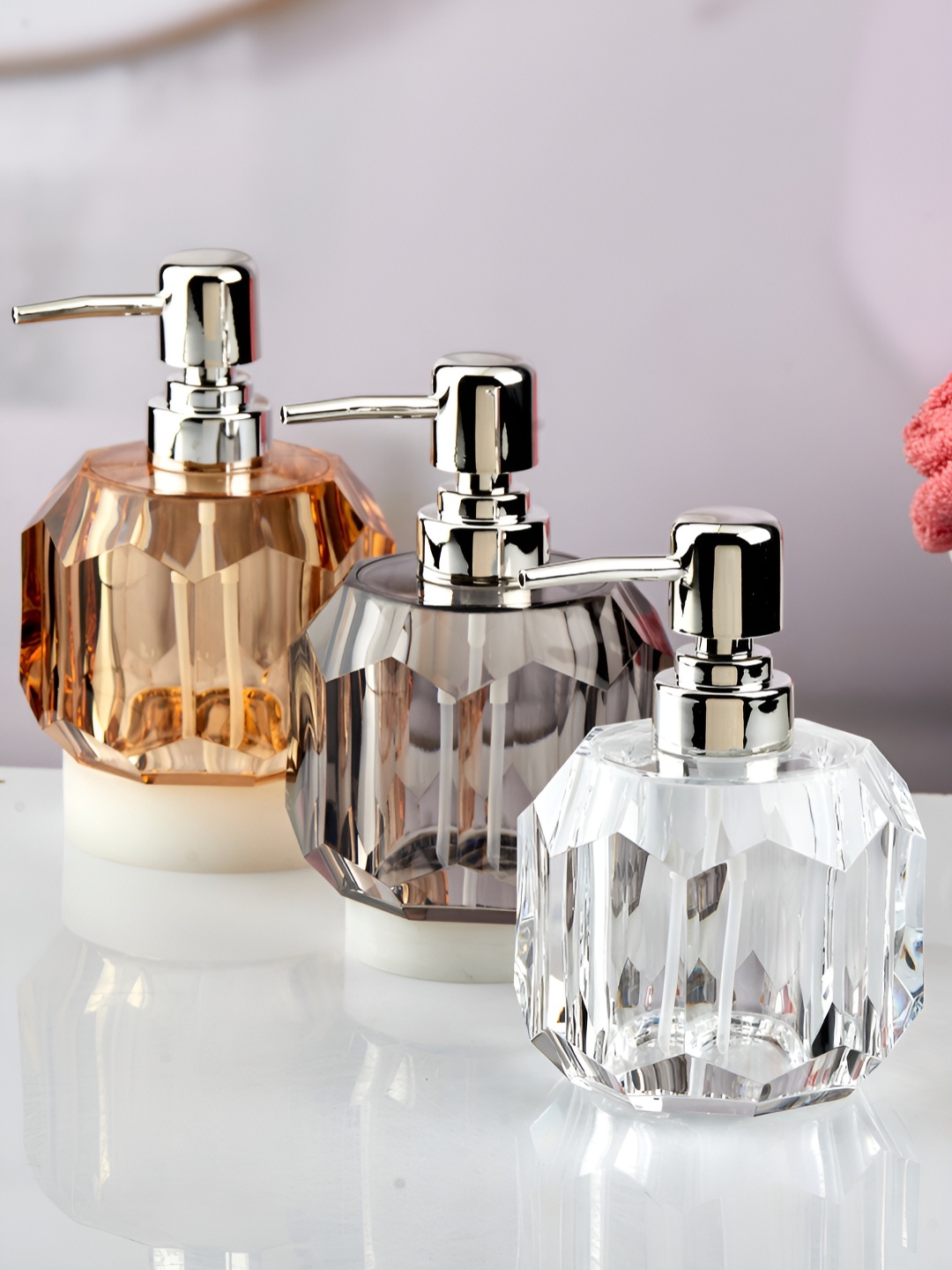 

Kookee Transparent 3 Pieces Abstract Soap Dispenser 200 ml