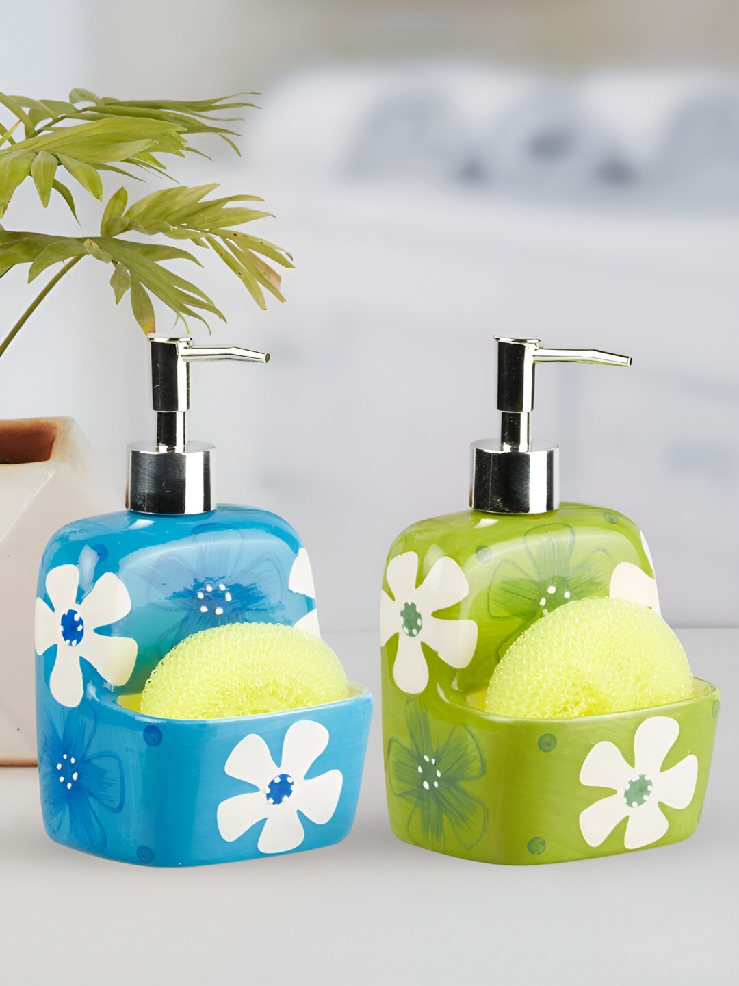 

Kookee Green & Blue 2 Pieces Ceramic Glossy Soap Dispensers