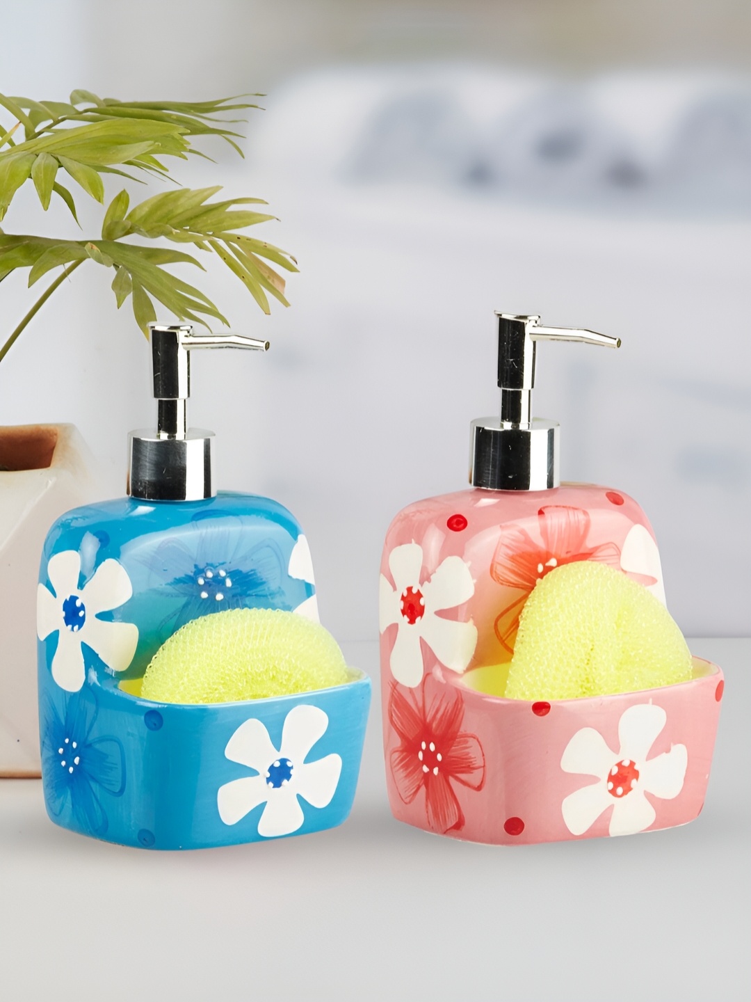 

Kookee Pink & Blue 2 Pieces Ceramic Glossy Soap Dispensers