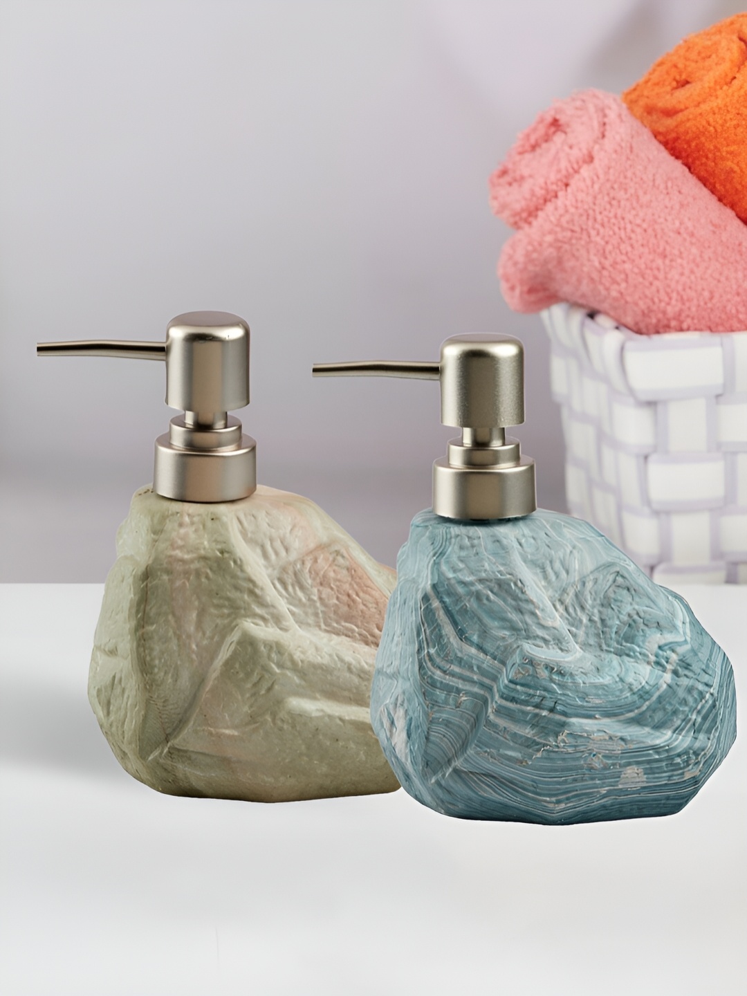 

Kookee Blue & Cream 2 Pieces Abstract Ceramic Soap Dispenser 400ml each