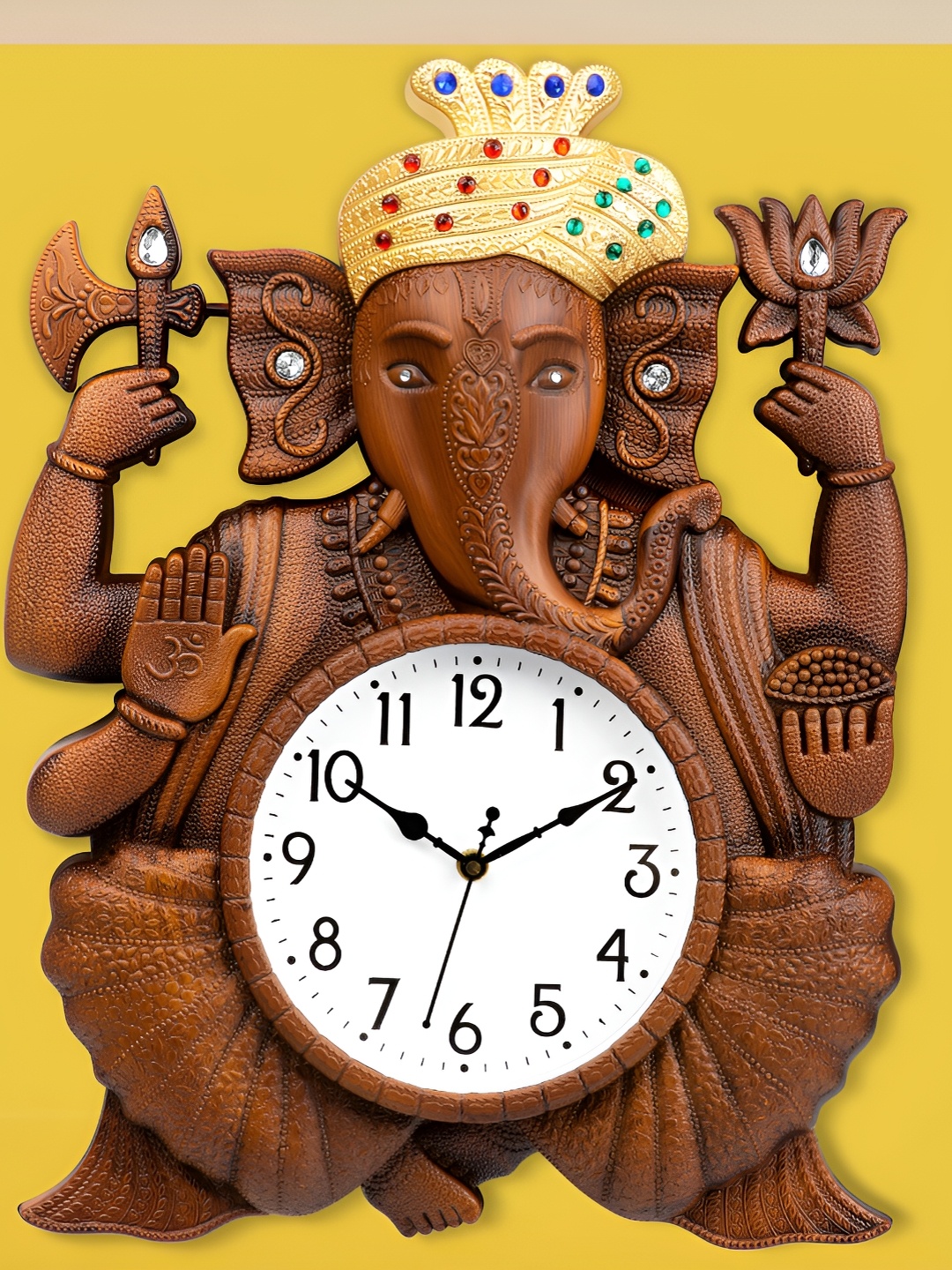 

Attractionz Brown & Gold-Toned Round Textured Analogue Wall Clock