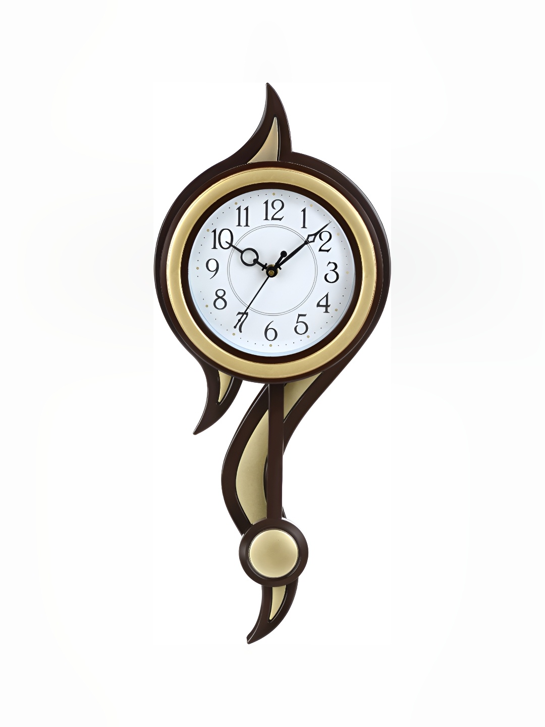 

Attractionz GoldToned and White Round Analogue Contemporary Wall Clock, Gold