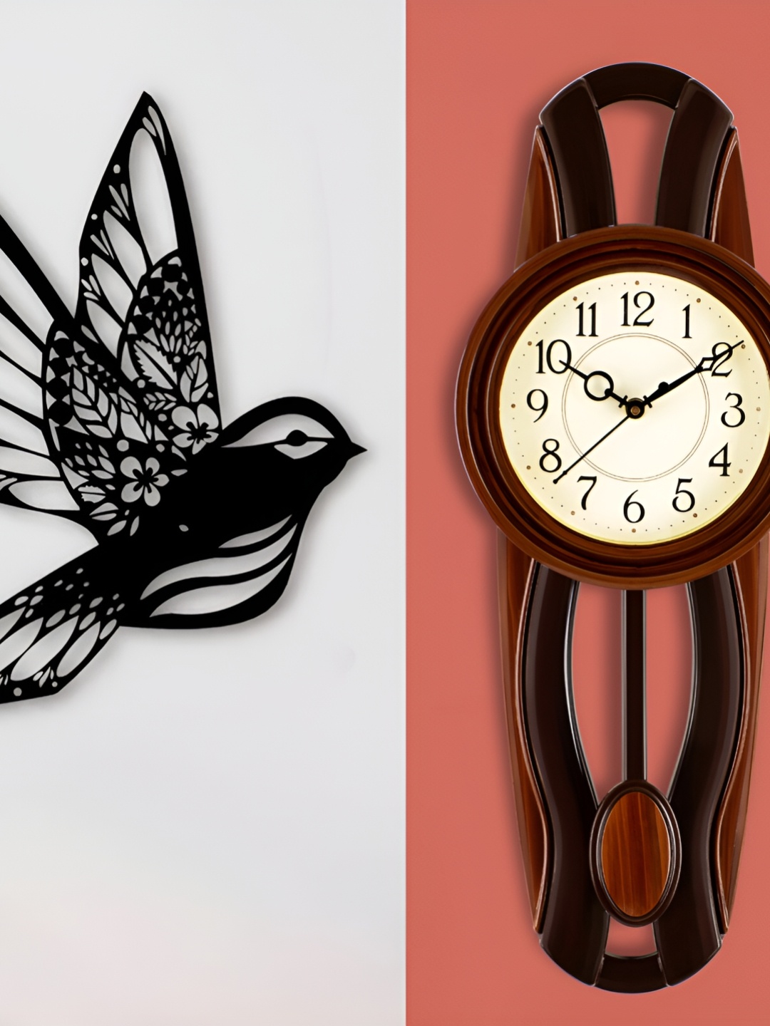 

Attractionz Brown & White Round Contemporary Wall Clock