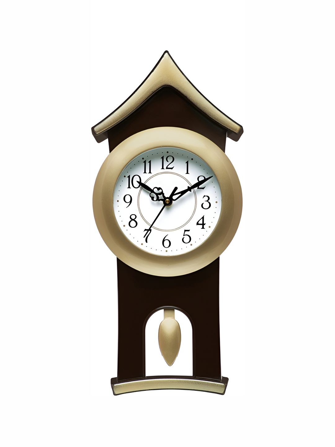 

Attractionz Gold-Toned Round Shape Textured Analogue Pendulum Contemporary Wall Clock