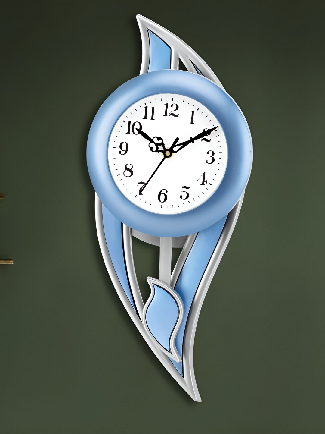 

Attractionz Blue & White Round Pendulum Analogue Wall Clock