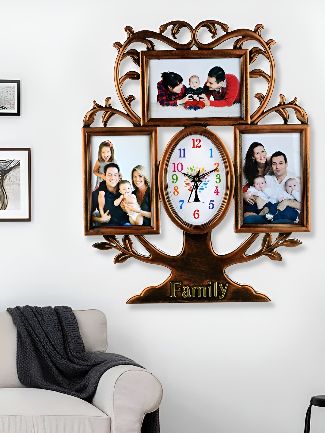 

Attractionz Copper Toned Oval Shaped Textured Photo Frame Contemporary Analogue Wall Clock