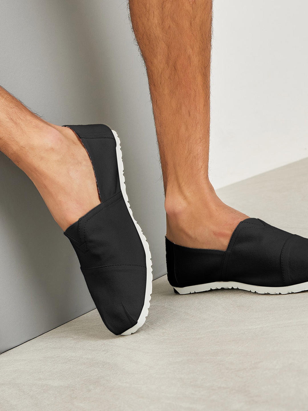 

Styli Men Black Solid Canvas Espadrille