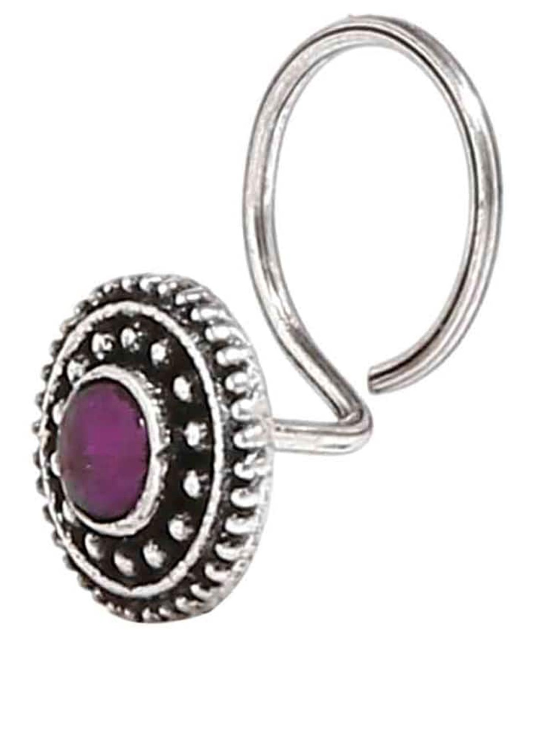 

Abhooshan 92.5 Sterling Silver Onyx Stone Studded Stud Nosepin
