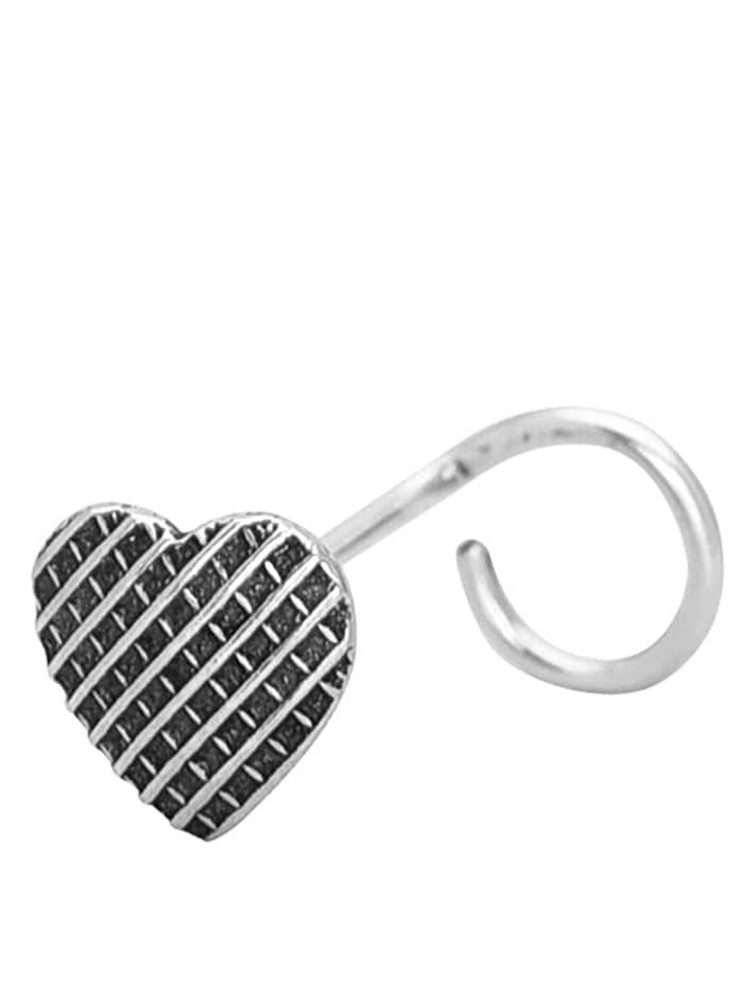 

Abhooshan Sterling Silver Heart Shape Oxidized Stud Nosepin
