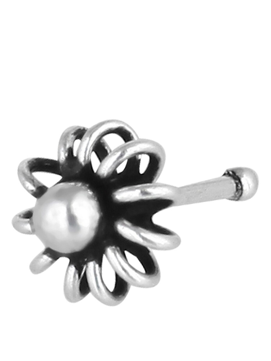 

Abhooshan 92.5 Sterling Silver Oxidized Stud Nosepin