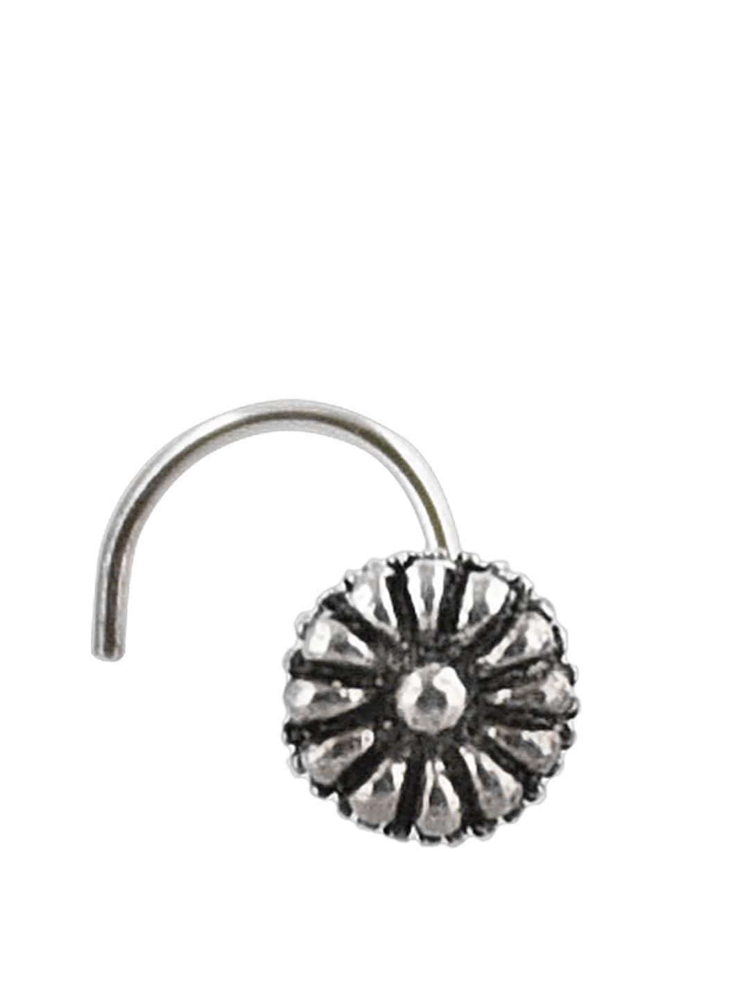 

Abhooshan Sterling Silver Oxidized Nosepin With Wire
