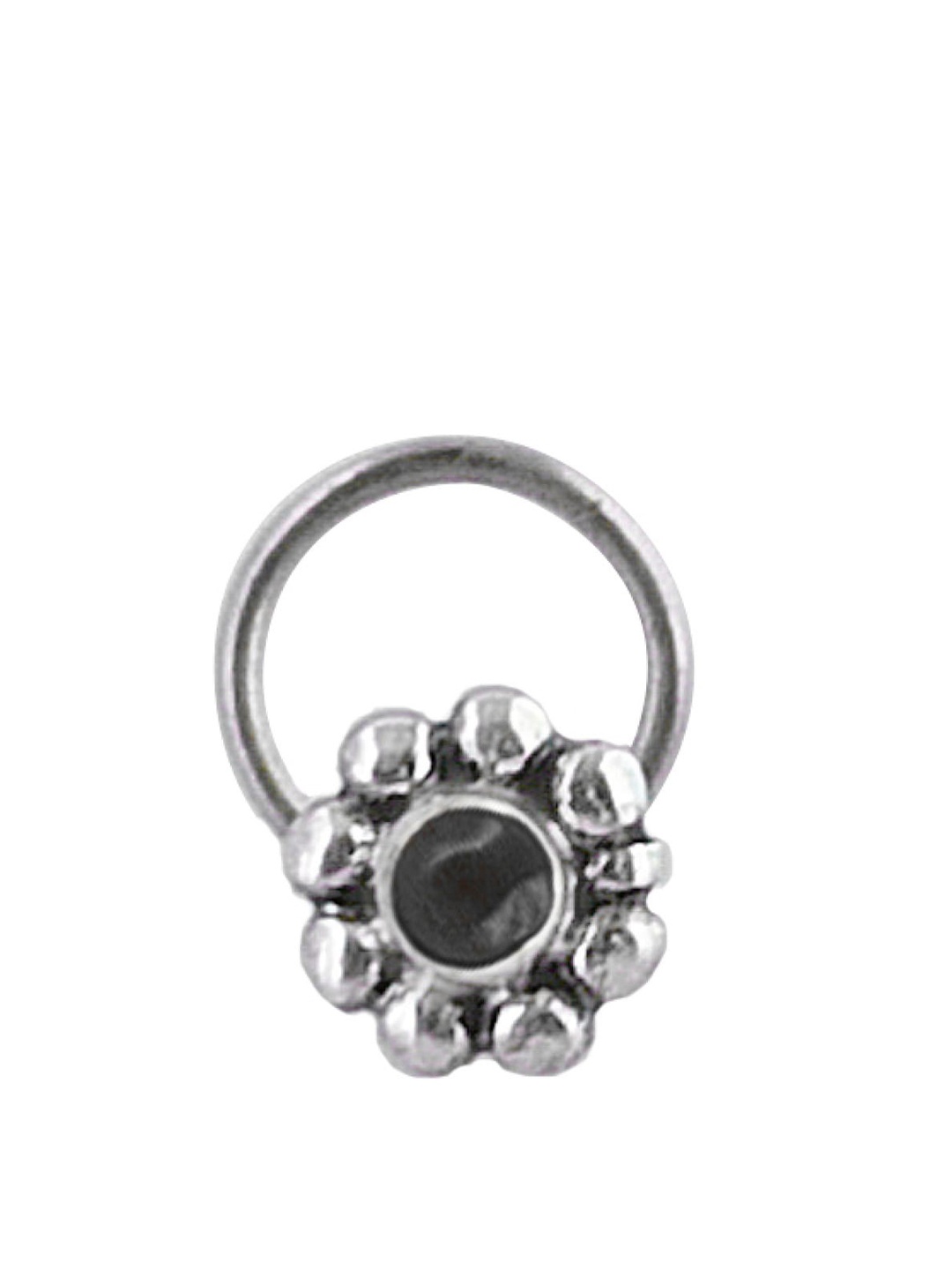 

Abhooshan 92.5 Sterling Silver Onyx Studded Nosepin