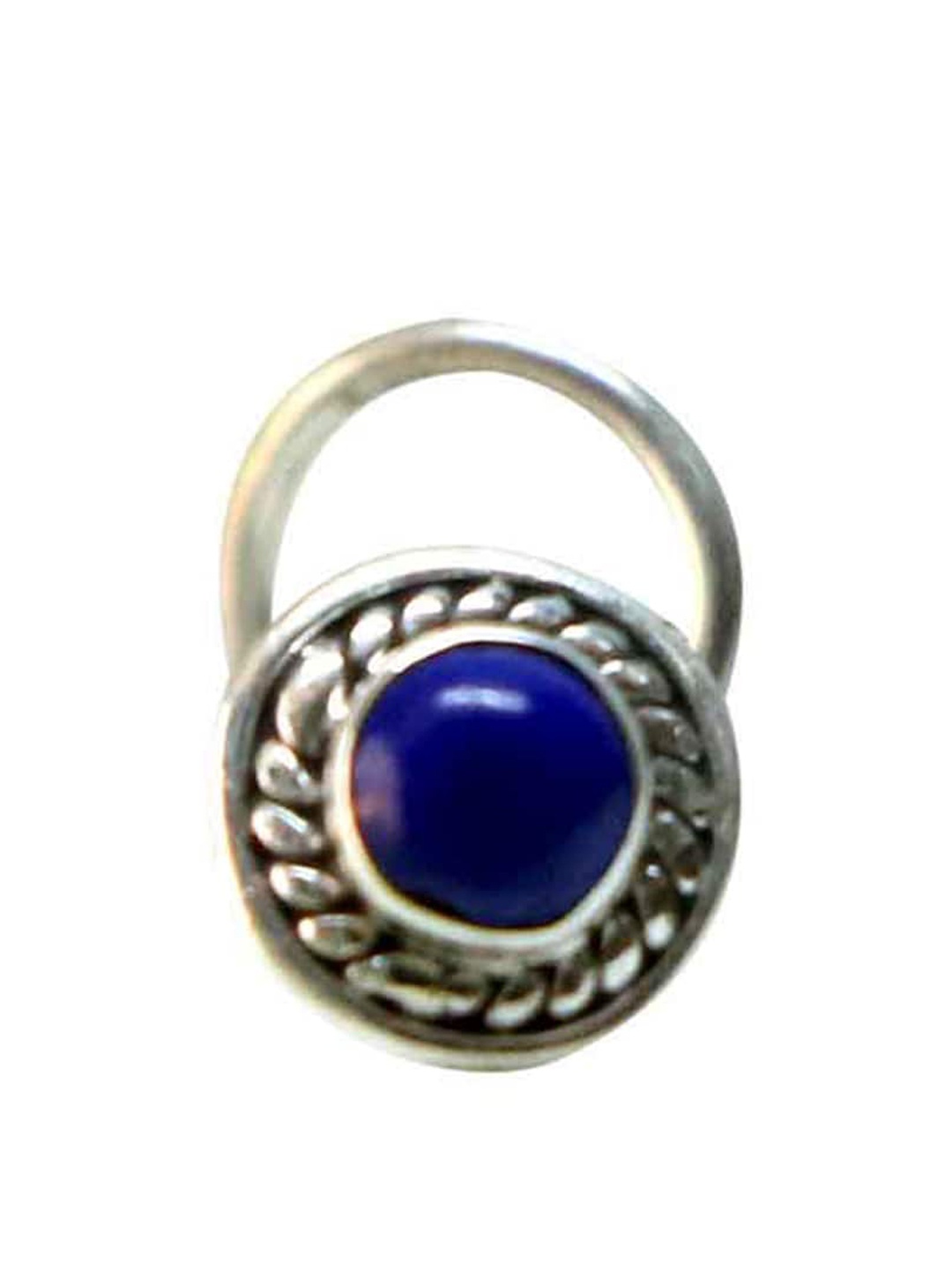 

Abhooshan 92.5 Sterling Silver Onyx Studded Oxidized Nosepin