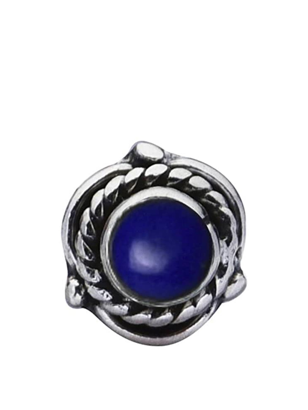 

Abhooshan 92.5 Sterling Silver Onyx Studded Oxidized Nosepin