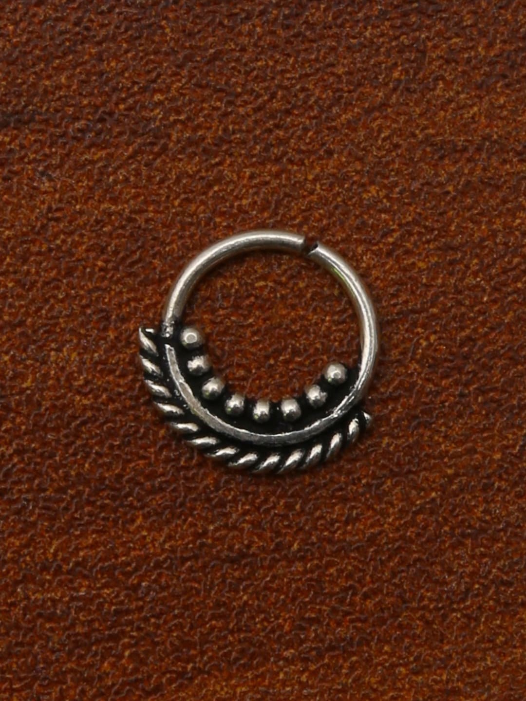 

Abhooshan 92.5 Sterling Silver Ring Oxidised Nosepin