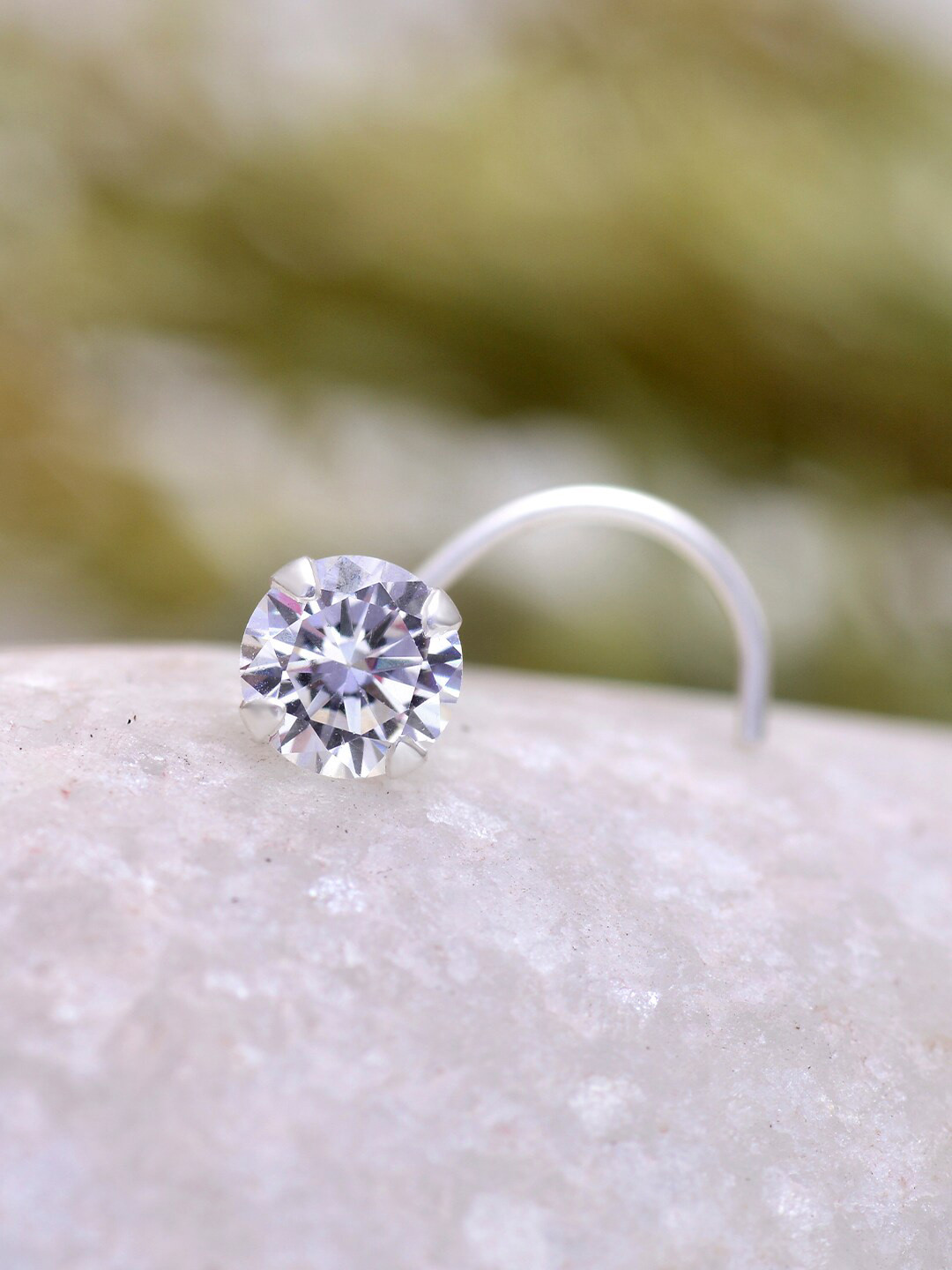 

Abhooshan Sterling Silver Cubic Zirconia Stud Nosepin