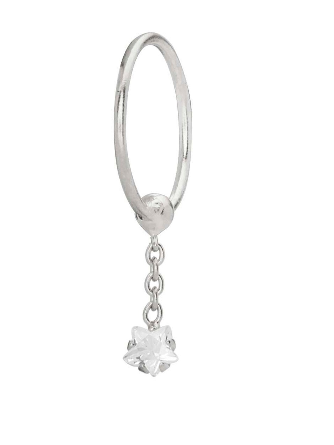 

Abhooshan Sterling Silver Cubic Zirconia Ring Nosepin