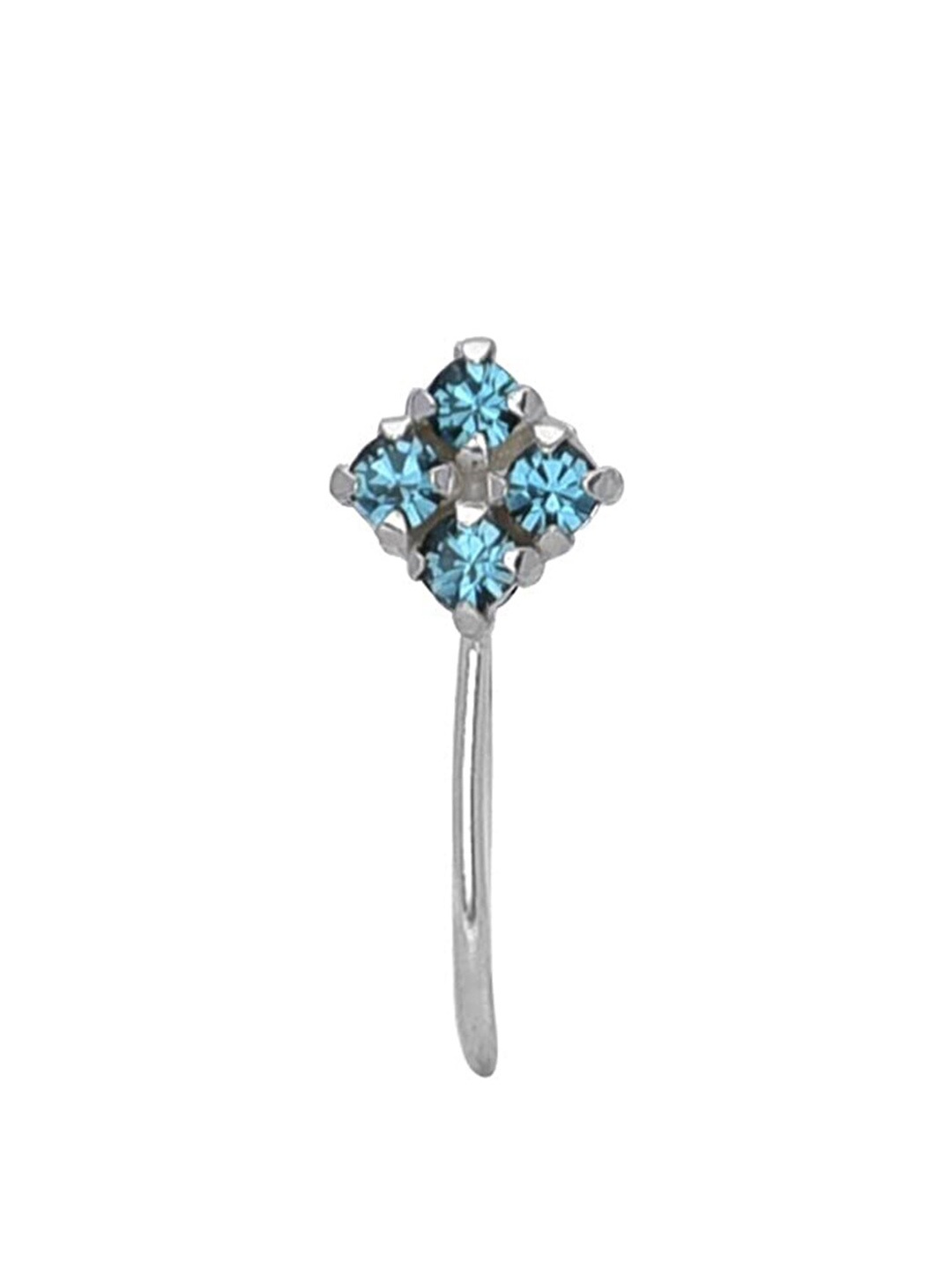 

Abhooshan Cubic Zirconia-Studded 92.5 Sterling Silver Oxidised Stud Nosepin