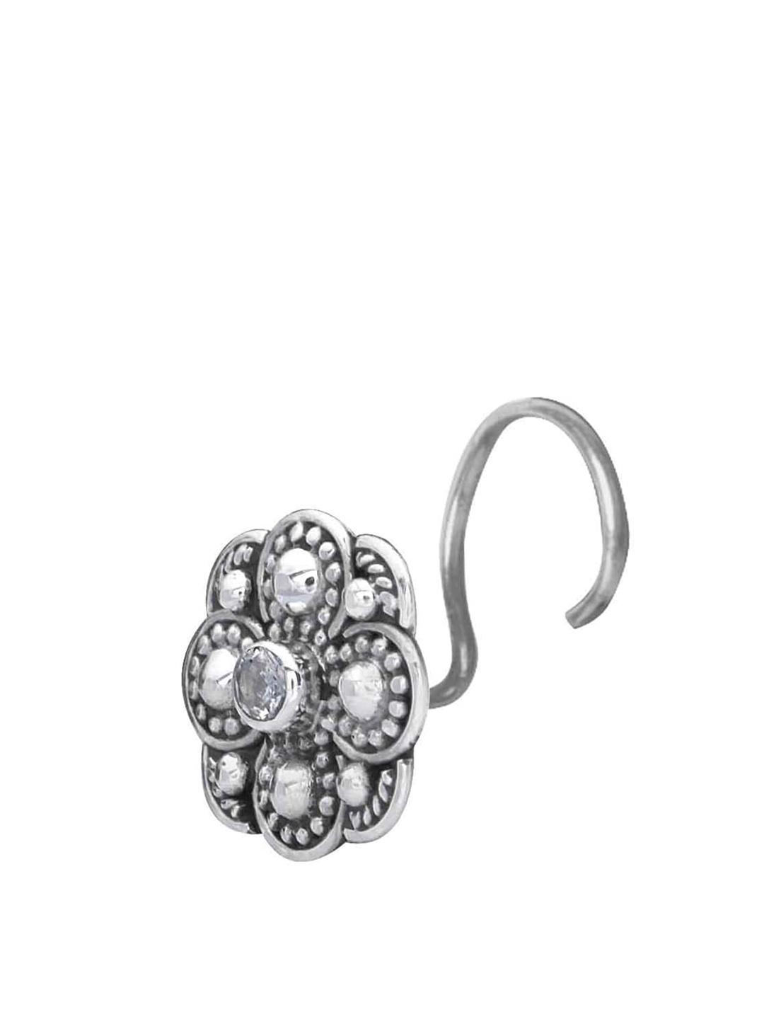 

Abhooshan 92.5 Sterling Silver Cubic Zirconia Stud Nosepin
