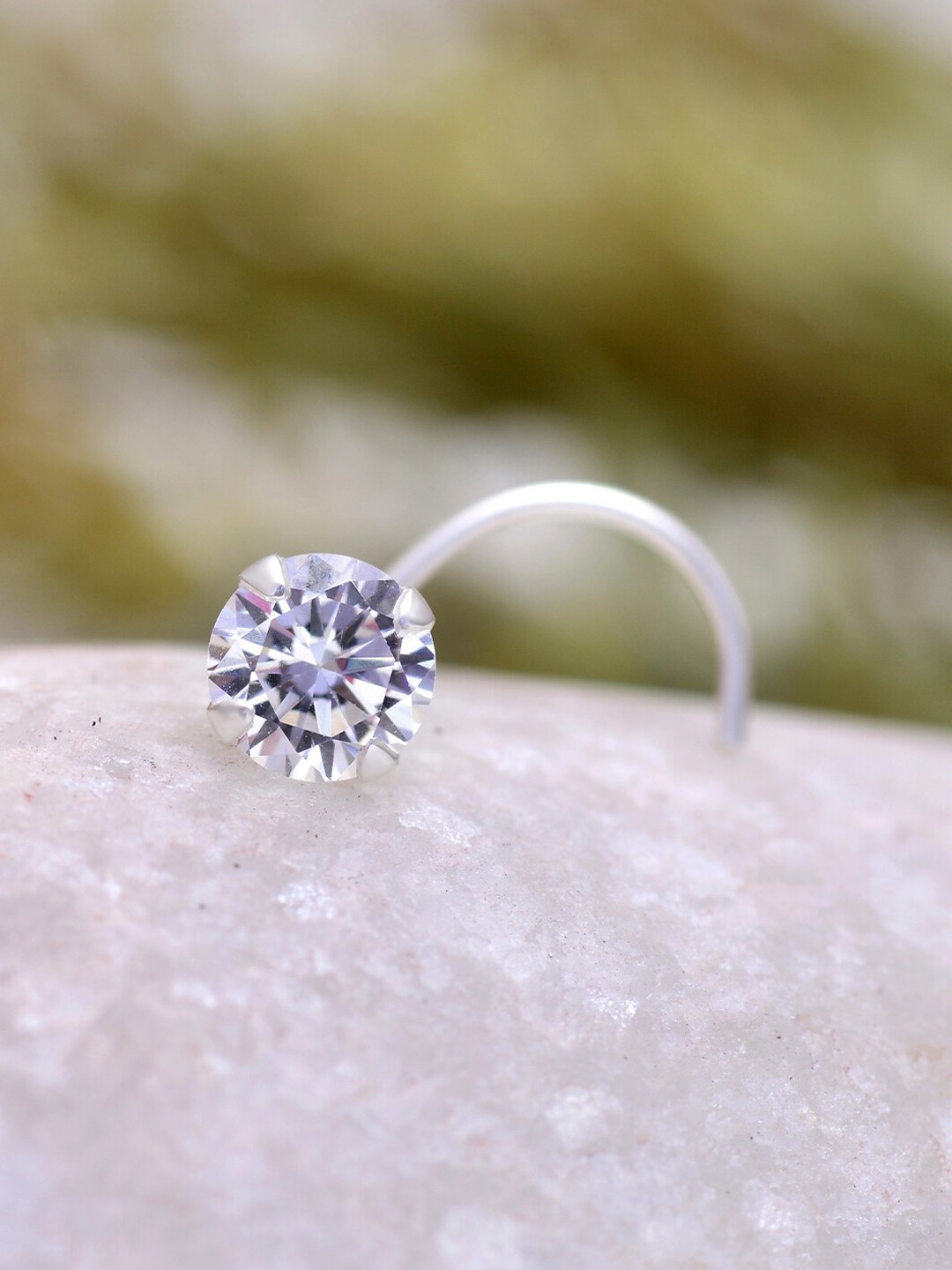 

Abhooshan 92.5 Sterling Silver Cubic Zirconia-Studded Stud Nosepin