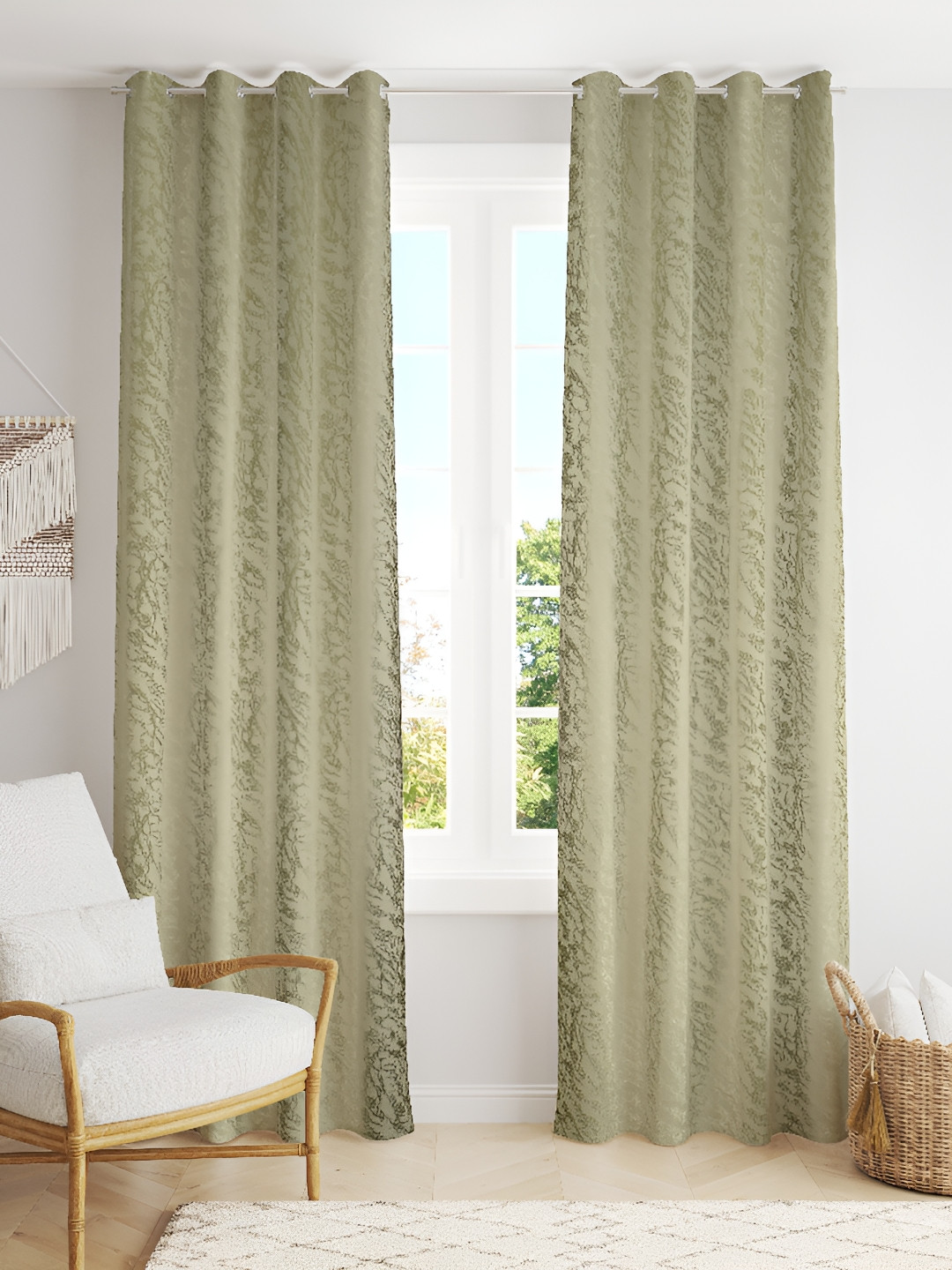 

luchom Grey Room Darkening Long Door Curtain