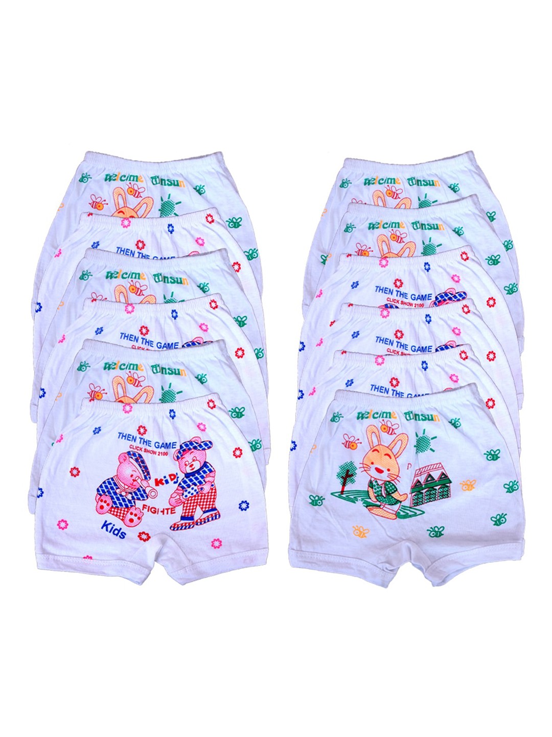 

BAESD Infants Pack Of 12 Printed Pure Cotton Basic Briefs, White