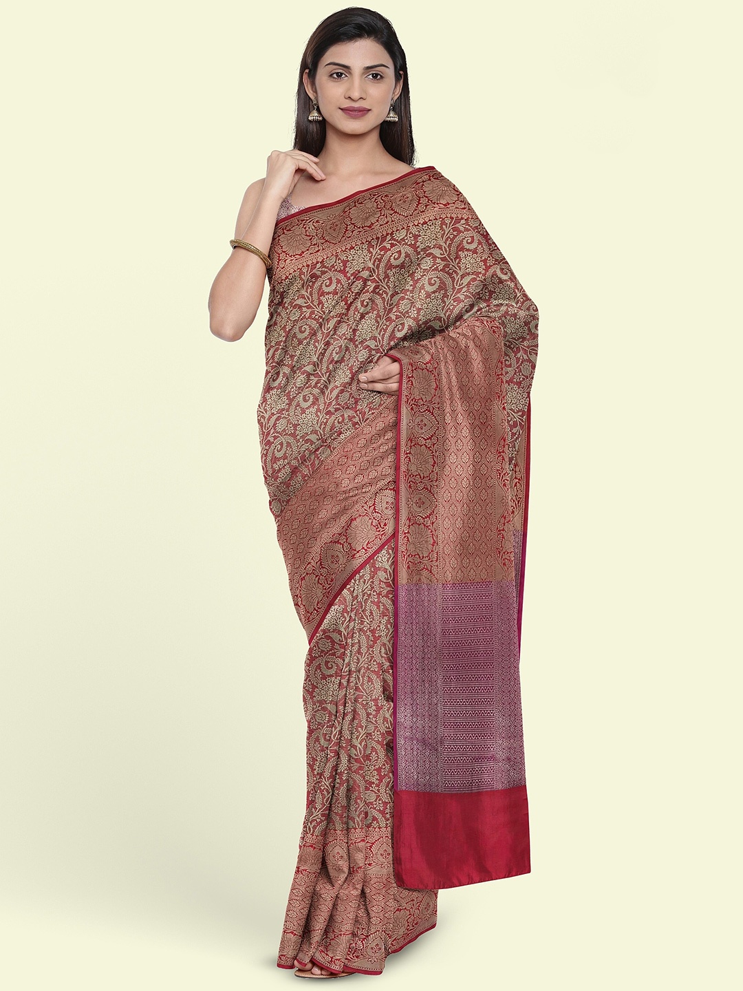 

Muskan Fashion Woven Design Banarasi Saree, Maroon