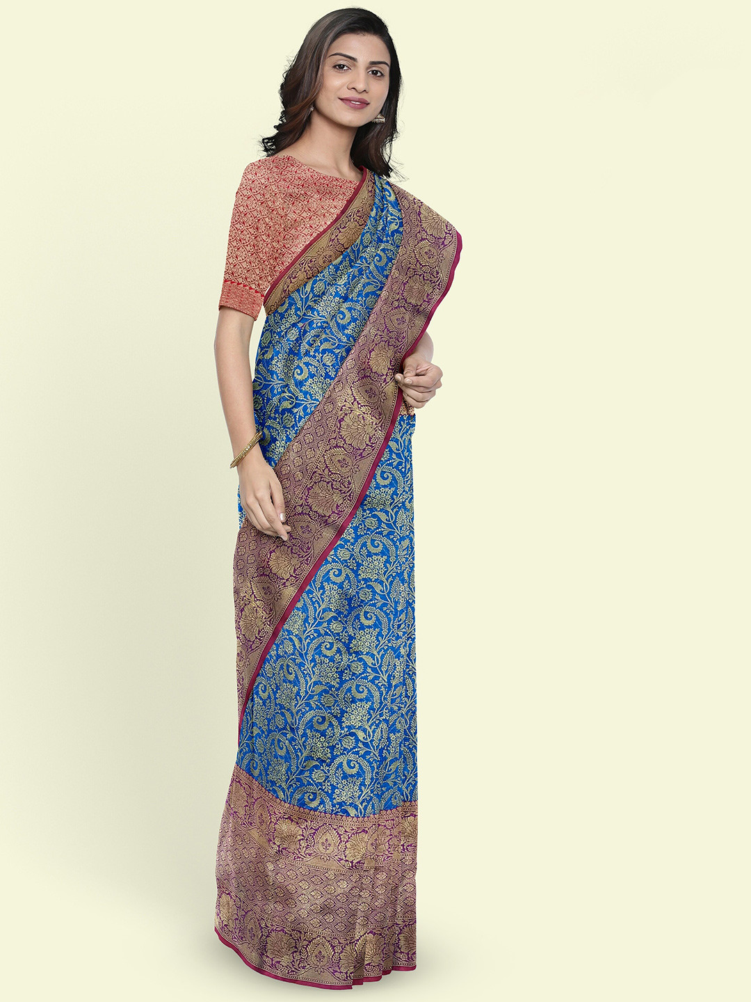 

Muskan Fashion Woven Design Zari Banarasi Saree, Blue