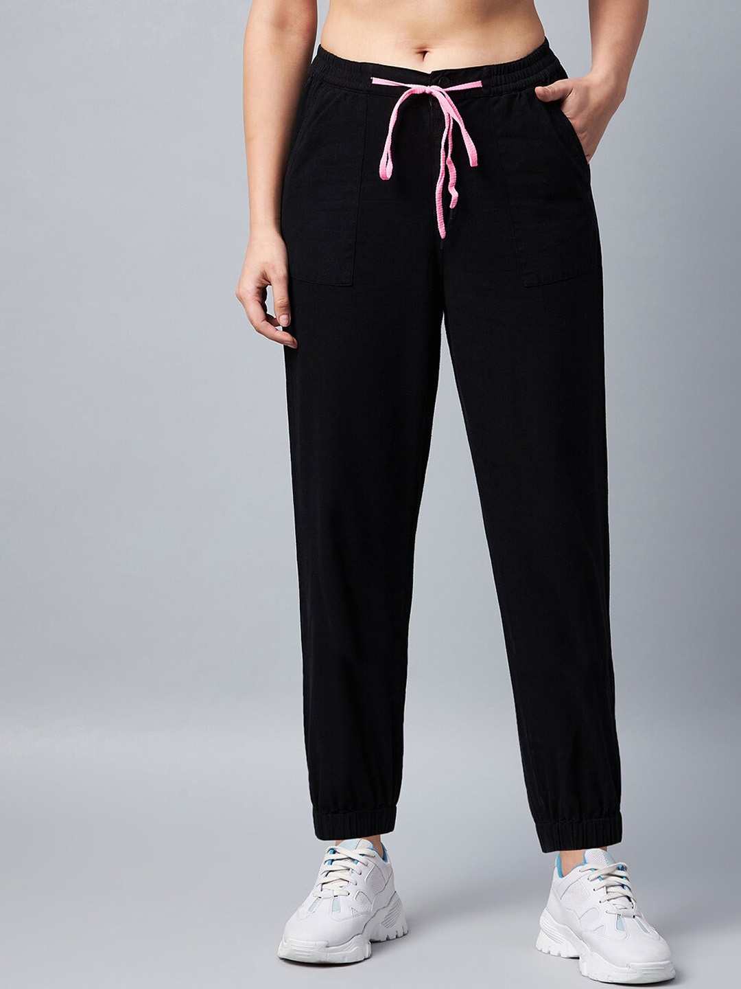 

BAESD Women Comfort Mid-Rise Cotton Joggers, Black