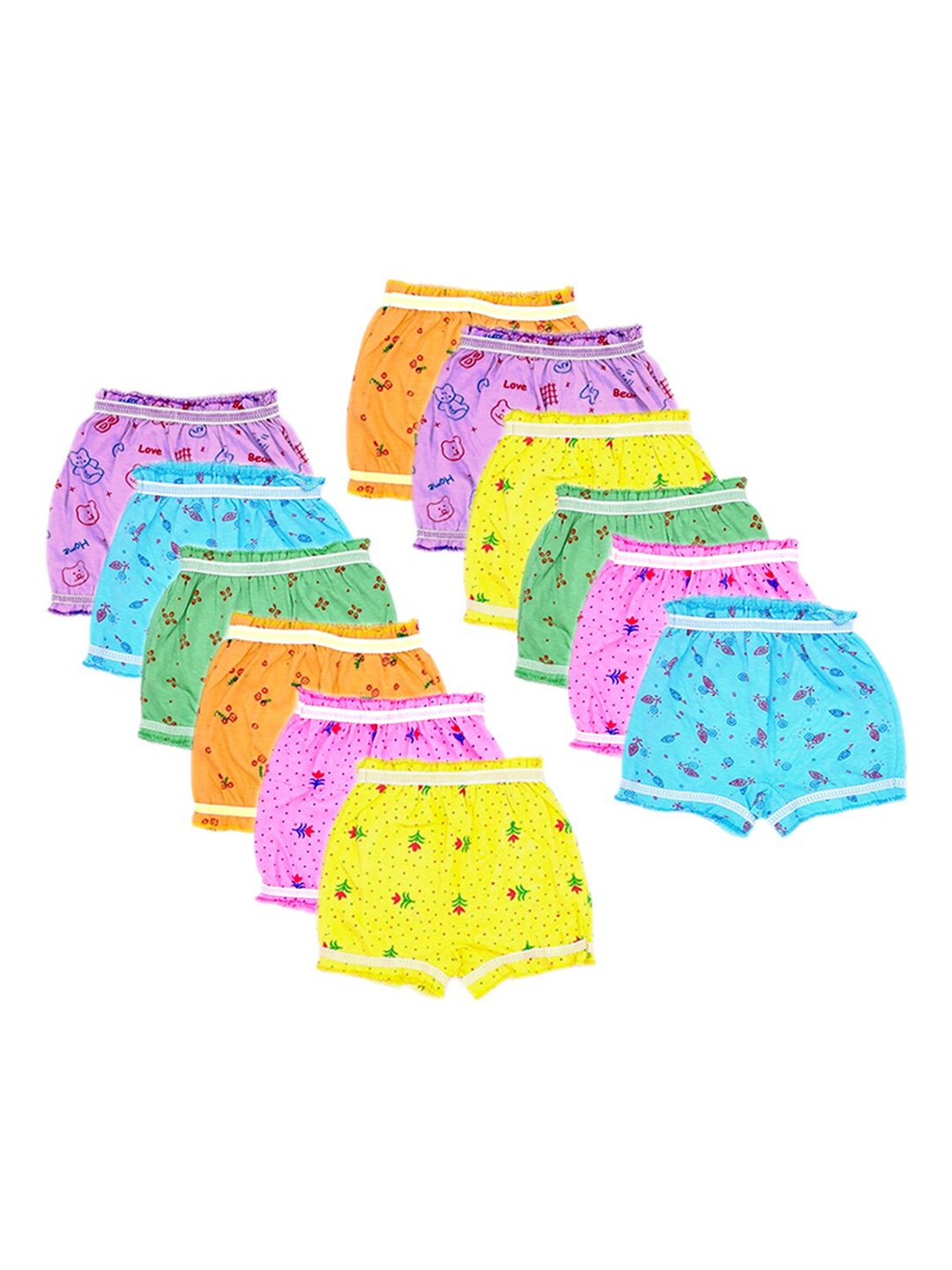 

BAESD Kids Pack Of 12 Floral Printed Anti Microbial Pure Cotton Briefs 47_B.A.O_PO-12, Purple