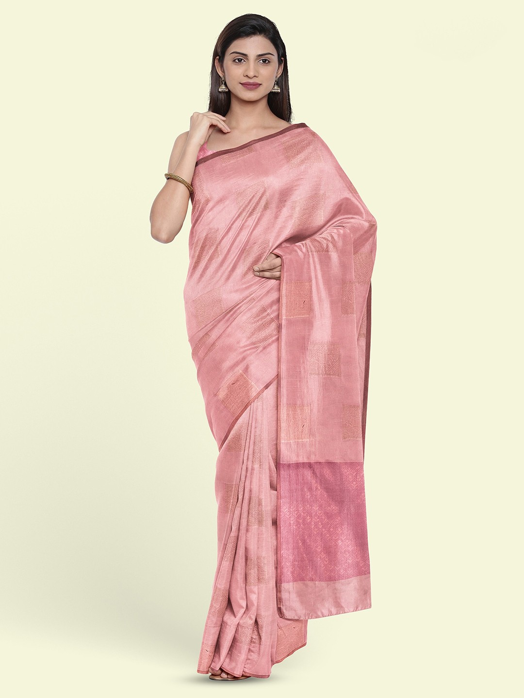 

Muskan Fashion Woven Design Ethnic Motifs Banarasi Saree, Pink