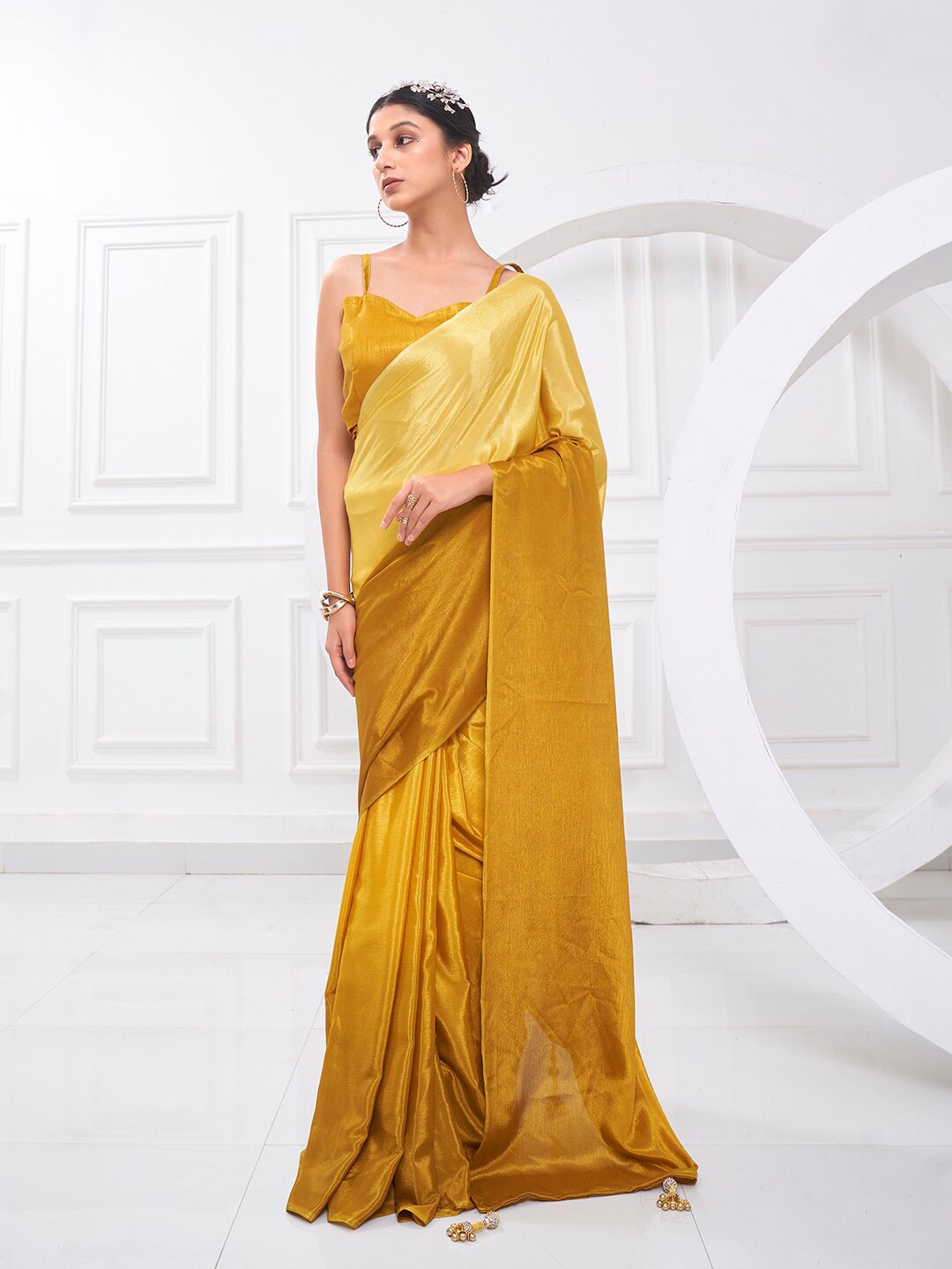 

Mitera Pure Chiffon Saree, Yellow