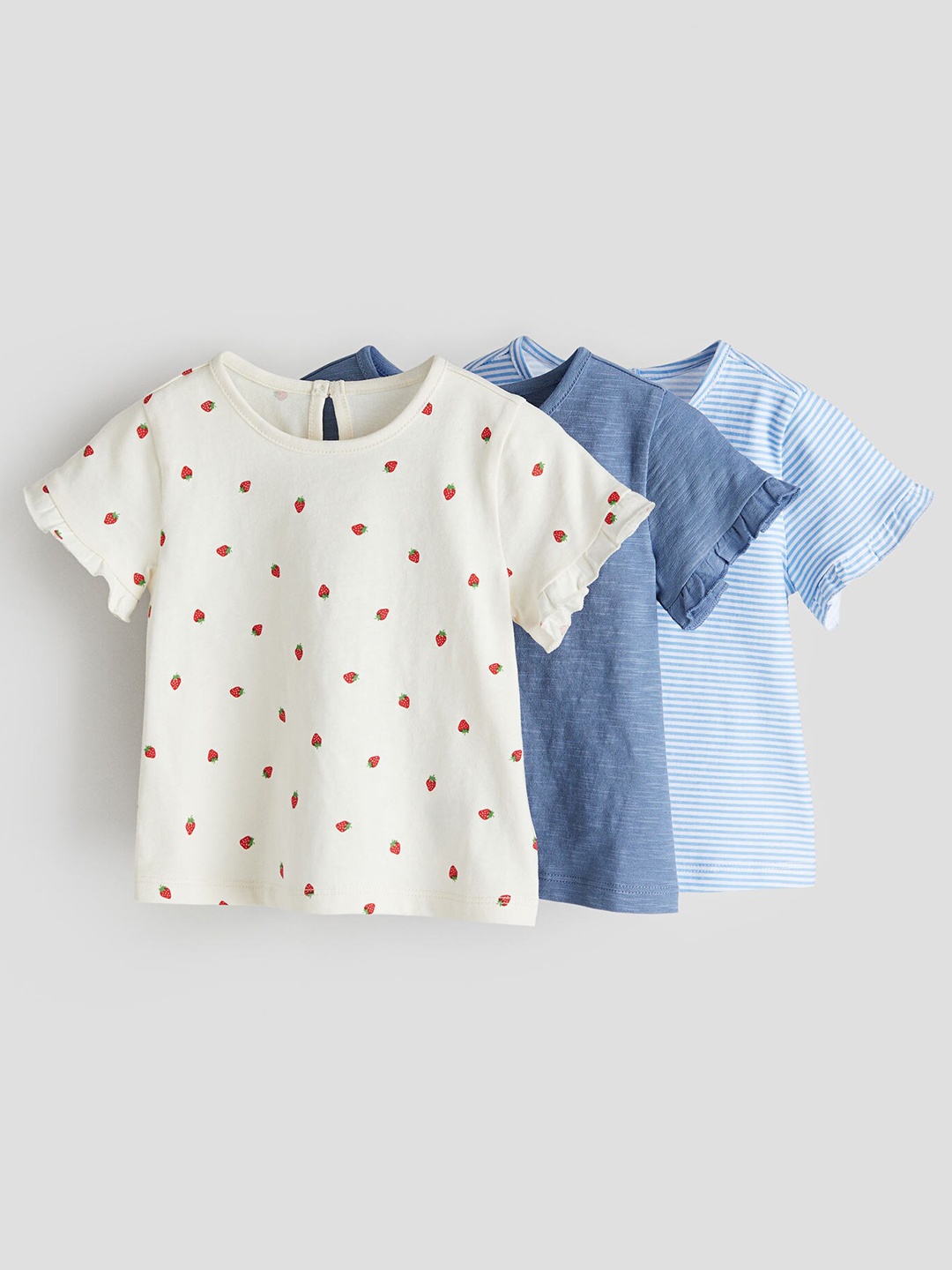 

H&M Girls 3-Pack Cotton Tops, White