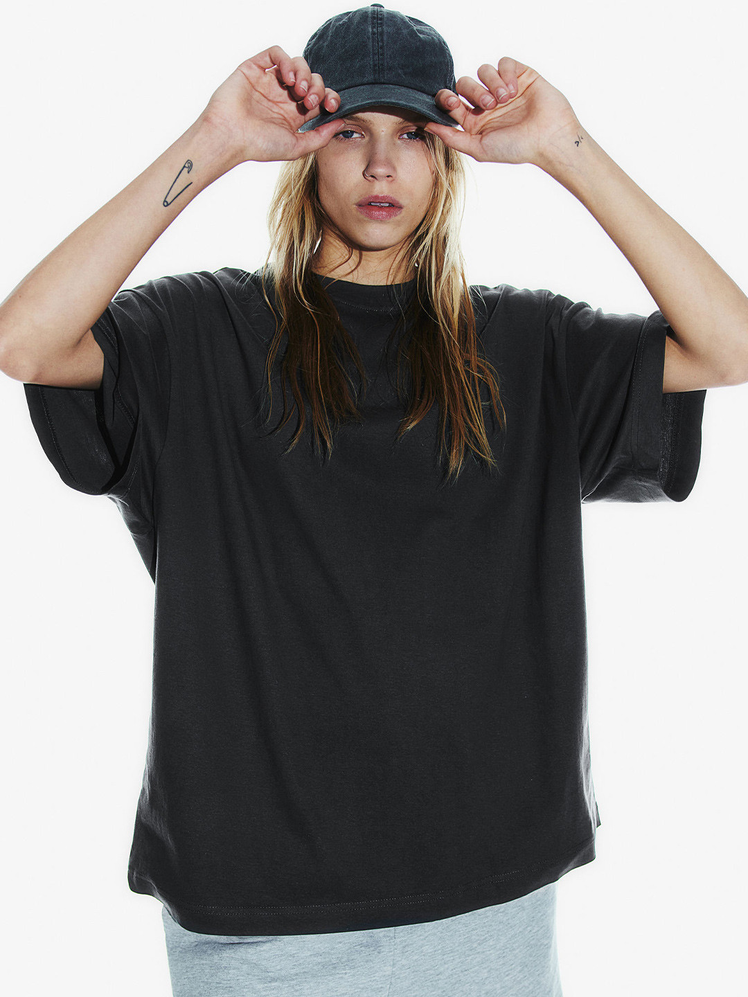 

H&M Pure Cotton Oversized T-shirt, Grey