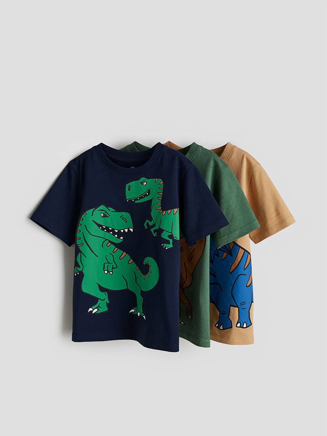 

H&M Boys Pure Cotton 3-Pack Printed T-shirts, Navy blue