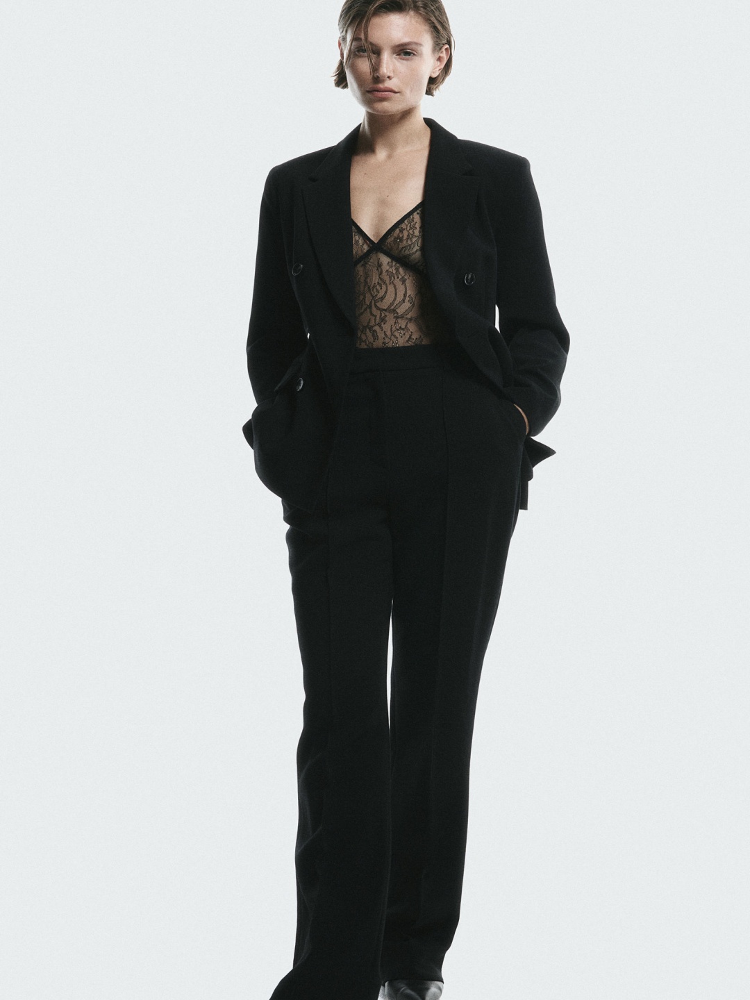 

H&M Double-Breasted Blazer, Black
