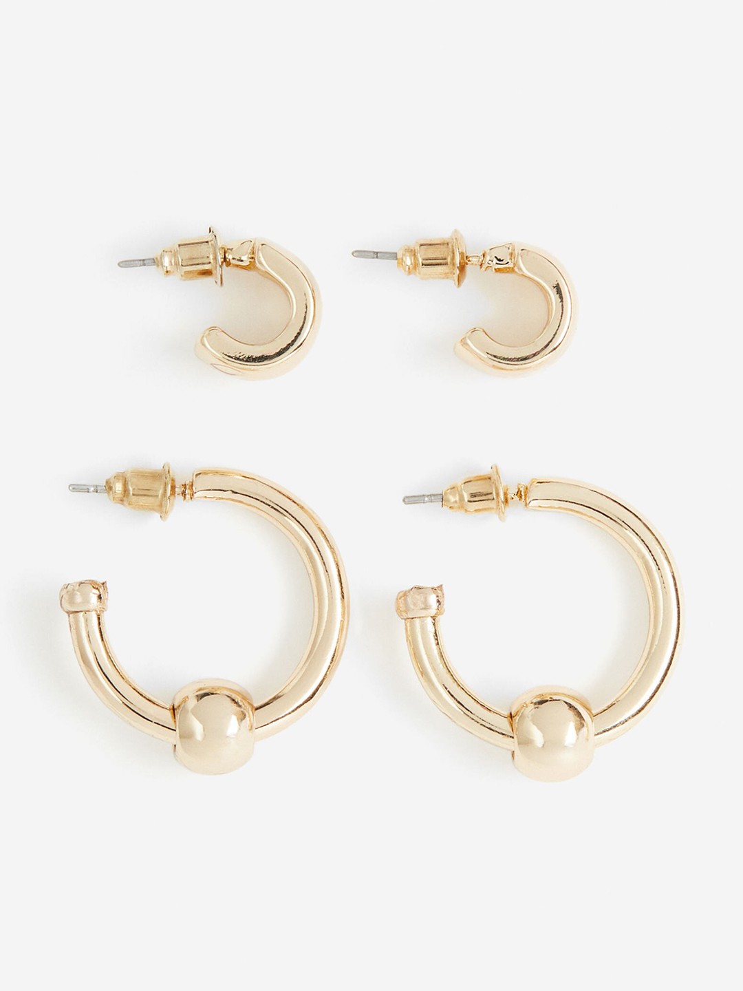 

H&M 2 Pairs Hoop Earrings, Gold