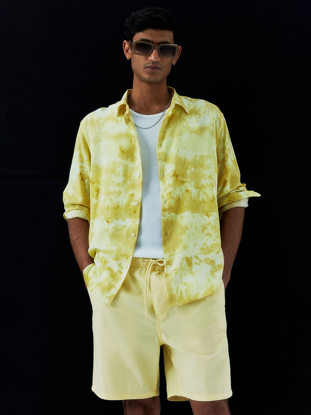 

H&M Men Regular Fit Cotton Shorts, Yellow
